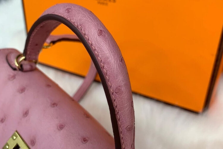 Túi Hermes Kelly 20 Mini II Rose Bubblegum Ostrich GHW Hồng
