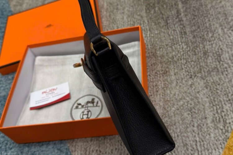 Túi Hermes Kelly Elan Noir Chevre GHW đen Khóa Vàng