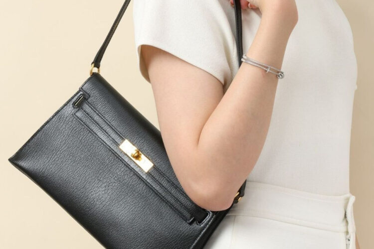 Túi Hermes Kelly Elan Noir Chevre GHW Đen Khóa Vàng