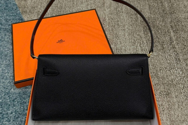 Túi Hermes Kelly Elan Noir Chevre GHW đen Khóa Vàng