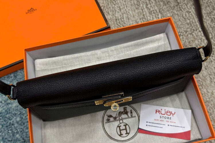 Túi Hermes Kelly Elan Noir Chevre GHW đen Khóa Vàng