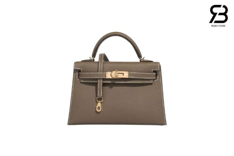 Túi Hermes Mini Kelly II 20 Etoupe Epsom GHW Xám Best Pháp