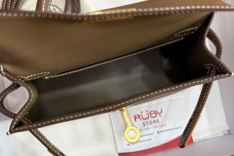 Túi Hermes Mini Kelly II 20 Etoupe Epsom GHW Xám Best Pháp