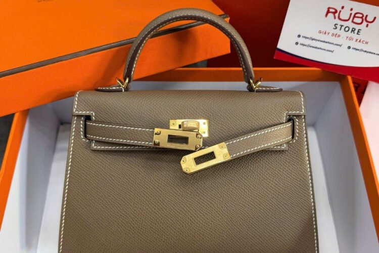 Túi Hermes Mini Kelly II 20 Etoupe Epsom GHW Xám Best Pháp