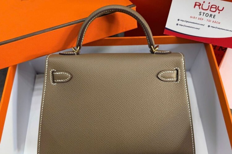 Túi Hermes Mini Kelly II 20 Etoupe Epsom GHW Xám Best Pháp