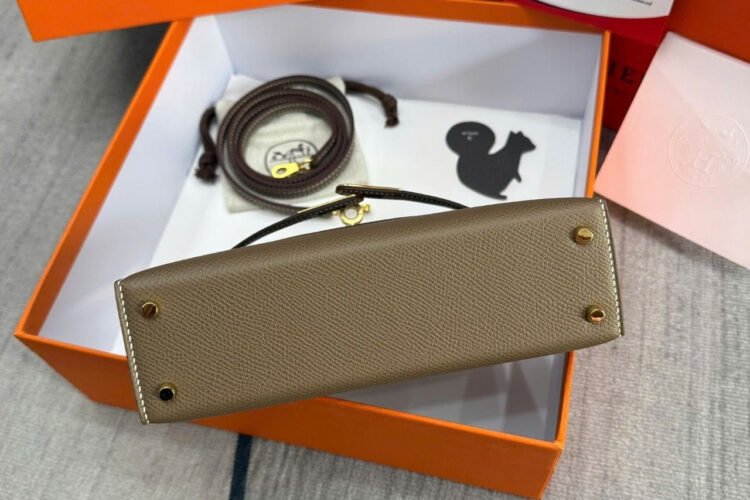 Túi Hermes Mini Kelly II 20 Etoupe Epsom GHW Xám Best Pháp