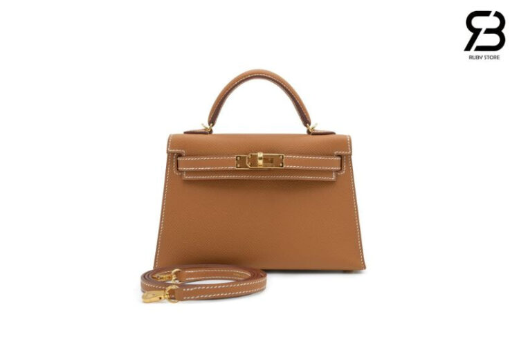 Túi Hermes Mini Kelly II 20 Gold Epsom GHW Nâu Best Pháp