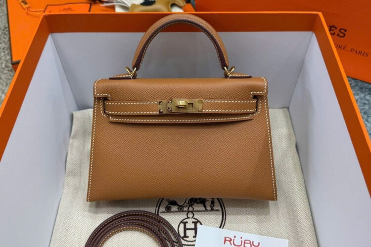 Túi Hermes Mini Kelly II 20 Gold Epsom GHW Nâu Best Pháp