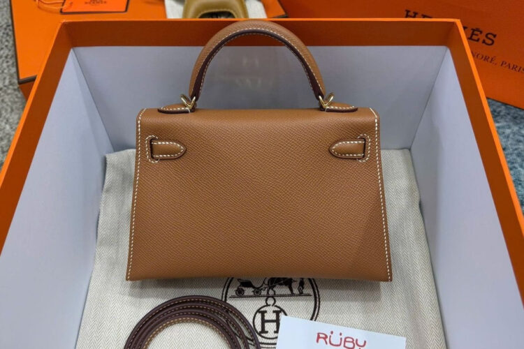 Túi Hermes Mini Kelly II 20 Gold Epsom GHW Nâu Best Pháp