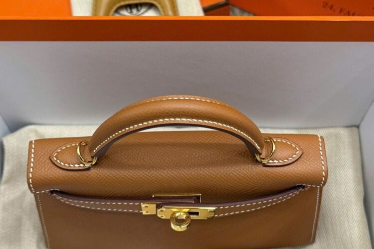 Túi Hermes Mini Kelly II 20 Gold Epsom GHW Nâu Best Pháp