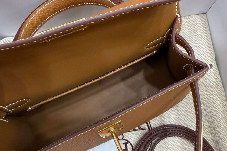Túi Hermes Mini Kelly II 20 Gold Epsom GHW Nâu Best Pháp