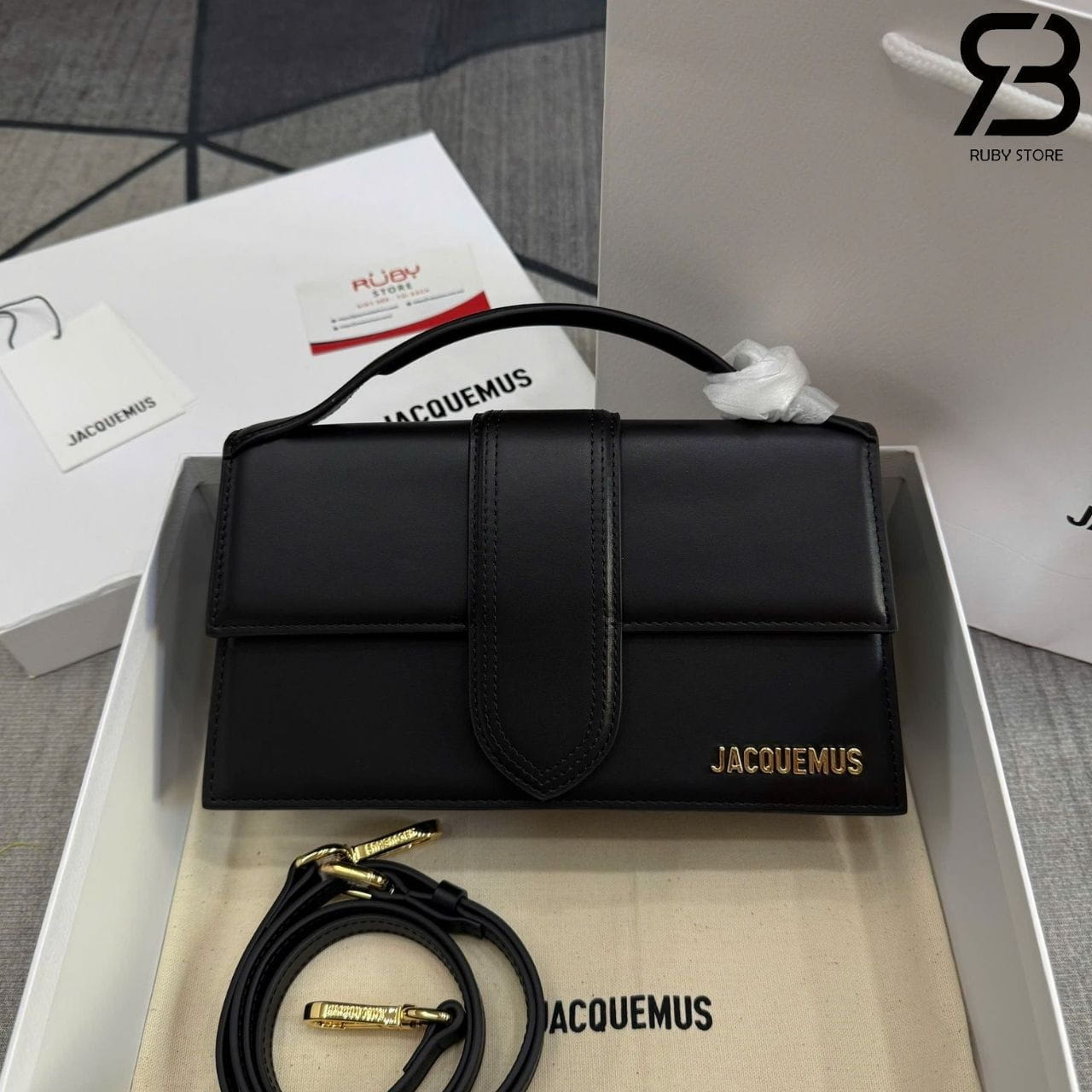 Túi Jacquemus Le Grand Bambino Black GHW S23 Đen