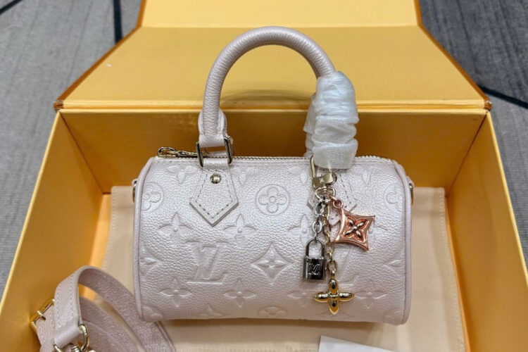 Túi LV Nano Speedy Monogram Empreinte Snowy Pearl M27107 Hồng nhạt