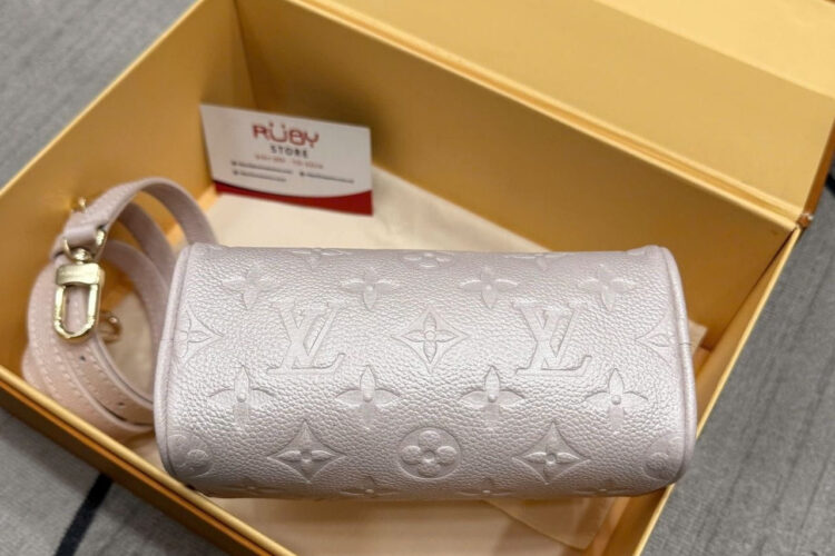 Túi LV Nano Speedy Monogram Empreinte Snowy Pearl M27107 Hồng nhạt