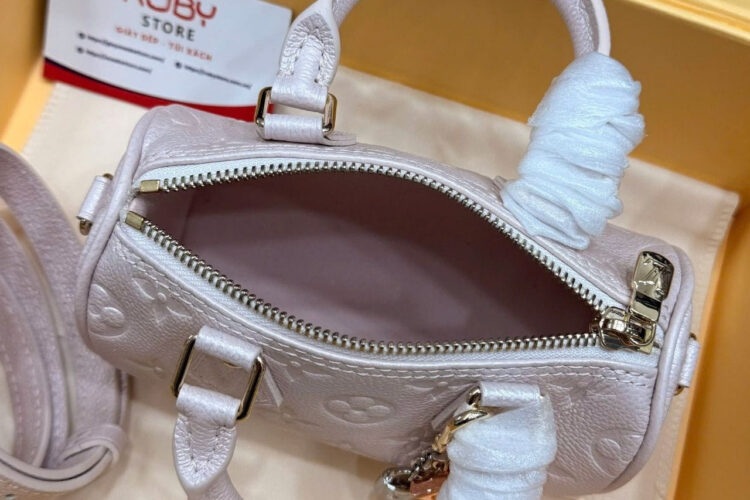 Túi LV Nano Speedy Monogram Empreinte Snowy Pearl M27107 Hồng nhạt