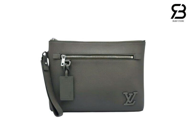 Túi LV Takeoff Pouch Aerogram Ipad Grey Calfskin 30CM Màu Xám