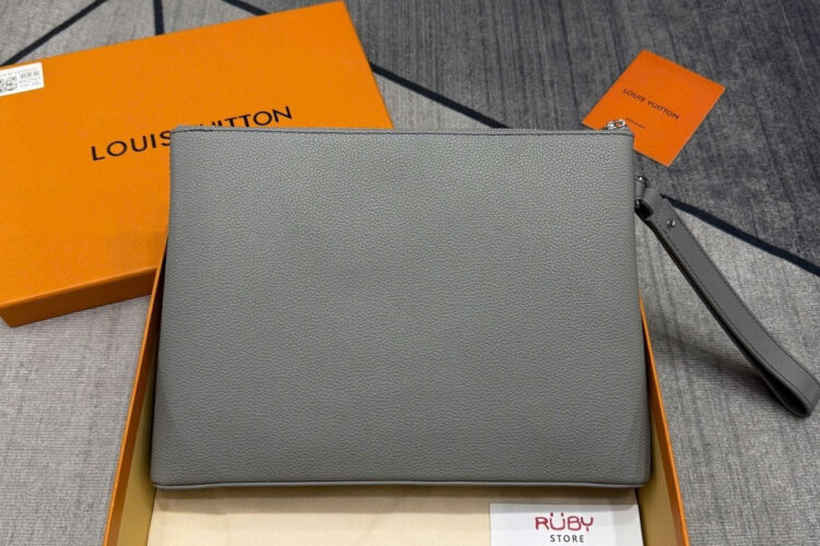 Túi LV Takeoff Pouch Aerogram Ipad Grey Calfskin 30CM Màu Xám