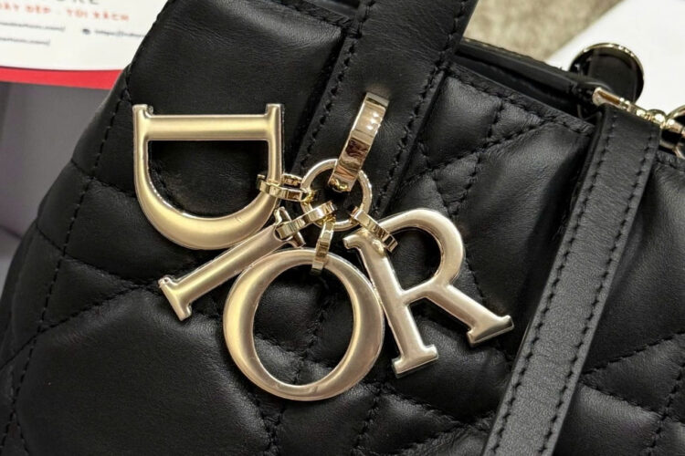 Túi Small Dior Toujours Vertical Tote Bag Black Macrocannage Calfskin đen