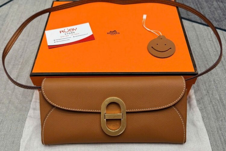 Ví Dài Hermes Maillon To Go Wallet Brown Gold Epsom GHW Nâu