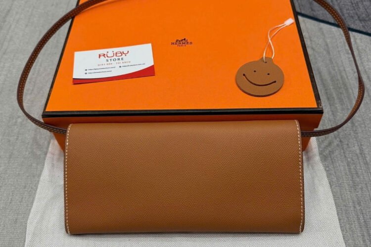 Ví Dài Hermes Maillon To Go Wallet Brown Gold Epsom GHW Nâu
