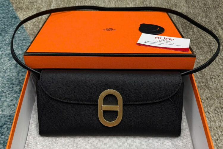Ví Dài Hermes Maillon To Go Wallet Noir Black Epsom GHW đen
