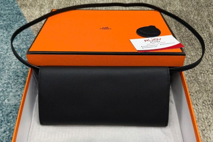 Ví Dài Hermes Maillon To Go Wallet Noir Black Epsom GHW đen