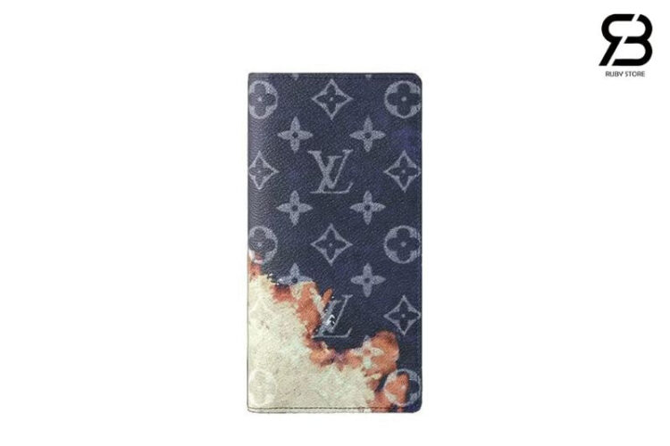 Ví LV Long Wallet Bleach Coated Canvas Ink Blue