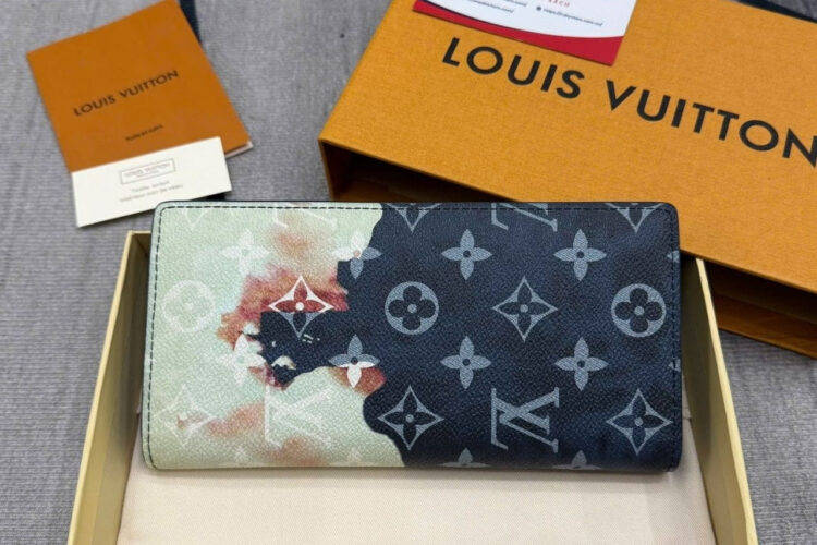 Ví LV Long Wallet Bleach Coated Canvas Ink Blue