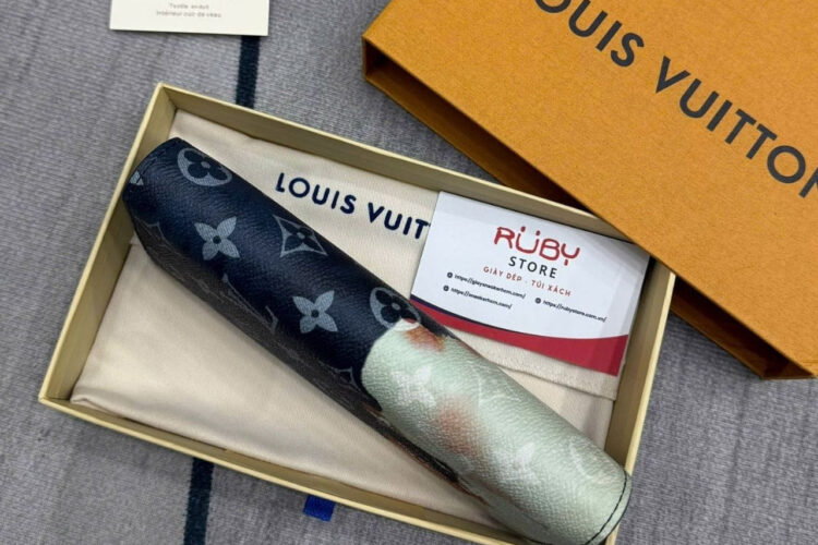 Ví LV Long Wallet Bleach Coated Canvas Ink Blue