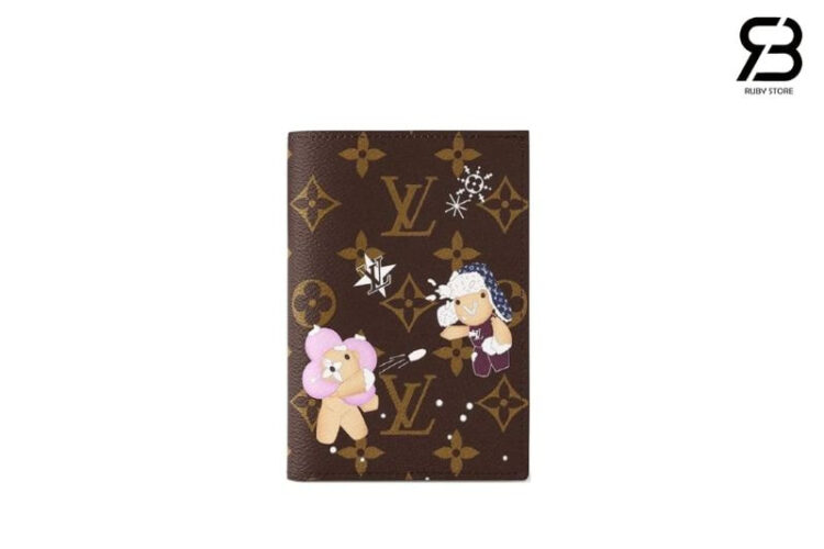Ví LV Passport Cover Vivienne Winter Holiday M12237 Nâu Lót Xanh