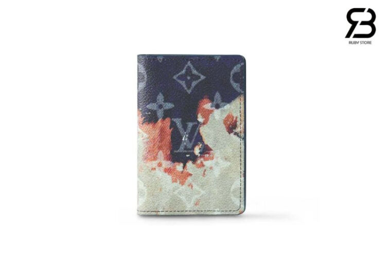 Ví LV Pocket Organizer Bleach Coated Canvas Ink Blue