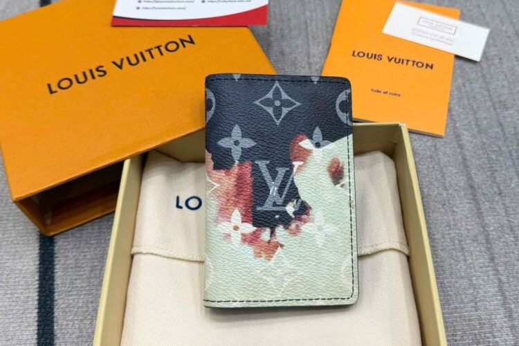 Ví LV Pocket Organizer Bleach Coated Canvas Ink Blue