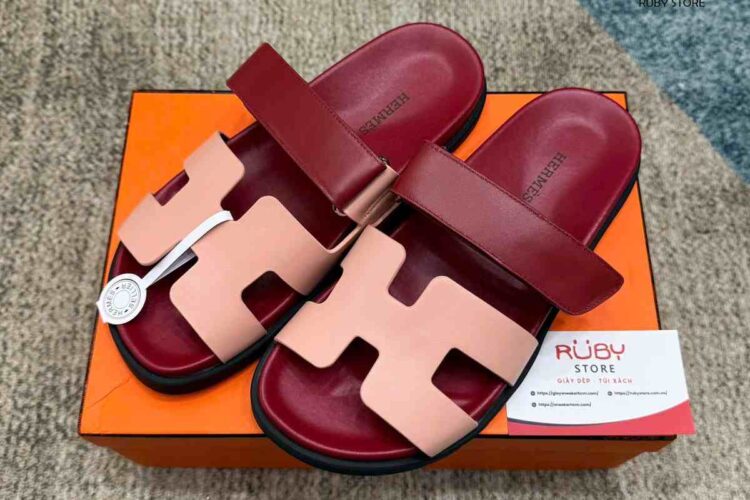 Dép Hermes Chypre Sandal Beige Perlino Rouge H Calfskin Best Quality