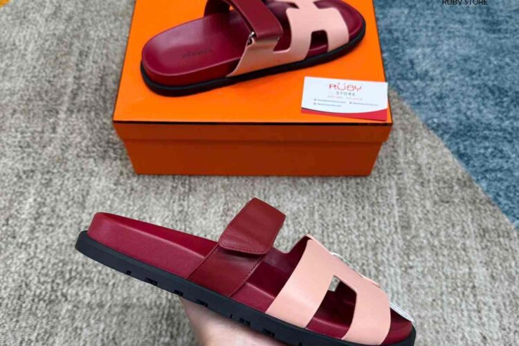 Dép Hermes Chypre Sandal Beige Perlino Rouge H Calfskin Best Quality