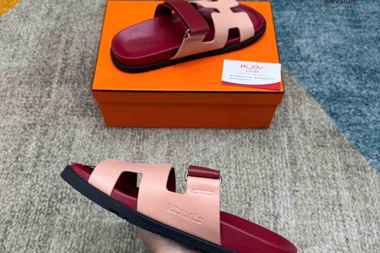 Dép Hermes Chypre Sandal Beige Perlino Rouge H Calfskin Best Quality
