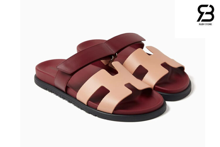 Dép Hermes Chypre Sandal Beige Perlino Rouge H Calfskin Best Quality