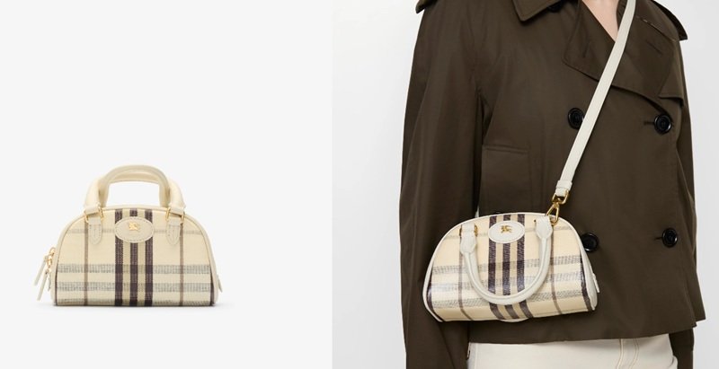 Túi Burberry Mini Highlands Bowling Bag Light Beige