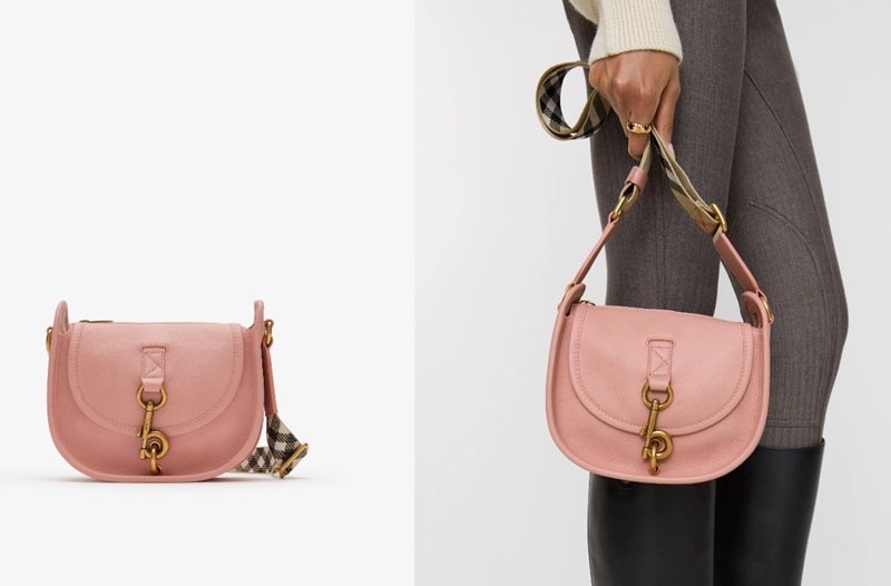 Túi Burberry Mini B Clip Messenger Bag Peony Pink