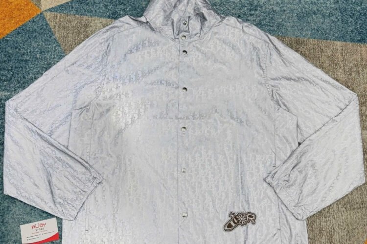 Áo Dior x Lewis Hamilton Oversized Dior Oblique Reflector Nylon Gray Xám