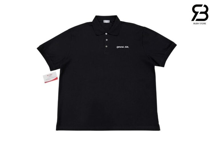 Áo Polo Dior Black With Christian Dior Embroidery đen
