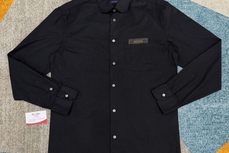 Áo Sơ mi LV Regular DNA Poplin Long Sleeve Shirt Đen Best Deal