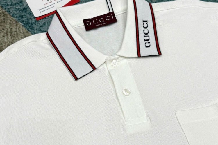 Áo Thun Gucci Cotton Polo Shirt With Embroidery Off-White SS25 Trắng
