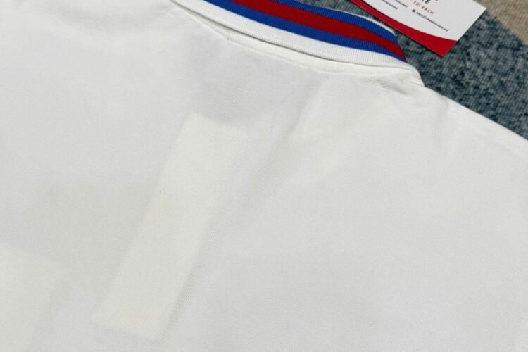 Áo Thun Gucci White Cotton Piquet Polo Shirt With Red and Blue Web Collar