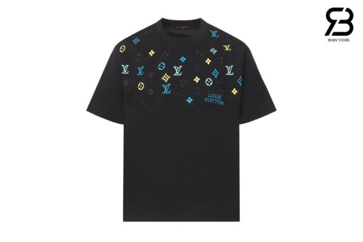 Áo Thun LV Black Cotton Monogram Multicolor Màu Đen Best Deal