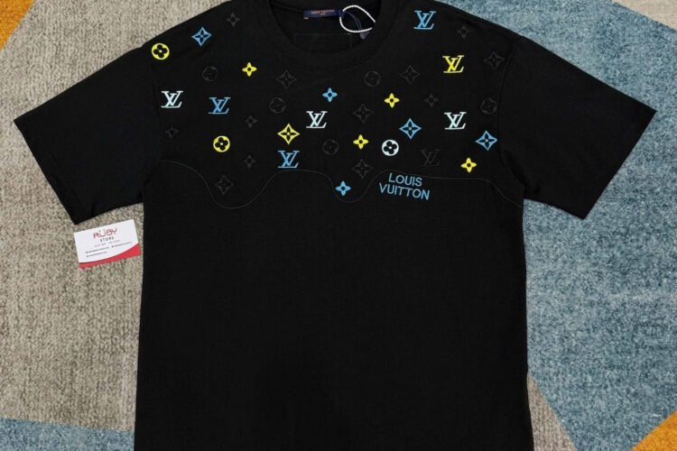 Áo thun LV Black Cotton Monogram Multicolor Màu đen Best Quality
