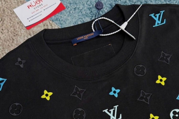 Áo thun LV Black Cotton Monogram Multicolor Màu đen Best Quality