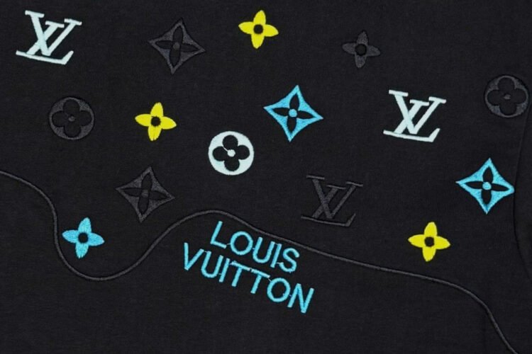 Áo thun LV Black Cotton Monogram Multicolor Màu đen Best Quality