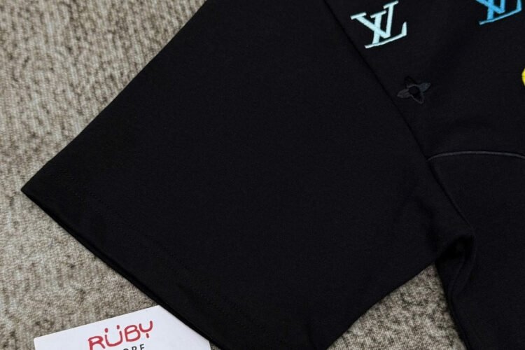Áo thun LV Black Cotton Monogram Multicolor Màu đen Best Quality