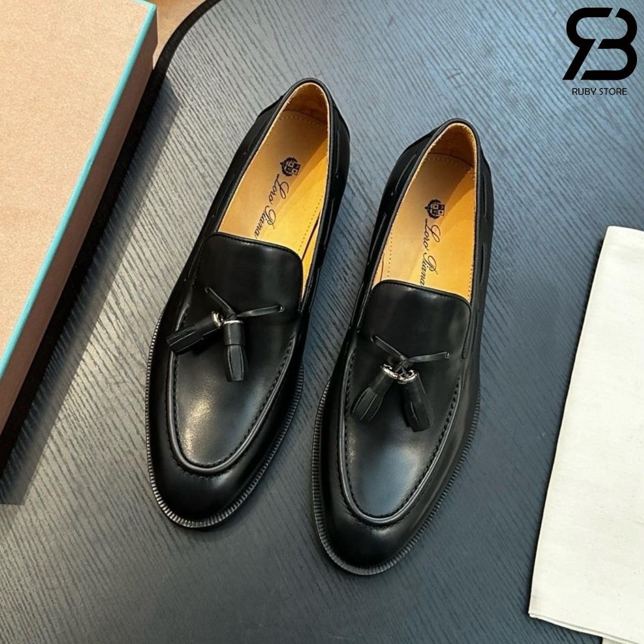 Giày Loro Piana Serge Walk Loafer Black Calfskin Màu Đen Best Da Ý