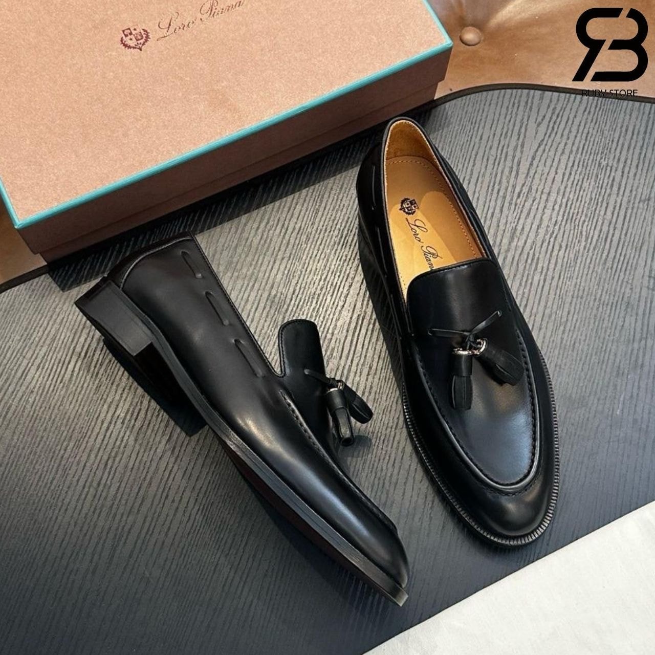 Giày Loro Piana Serge Walk Loafer Black Calfskin Màu Đen Best Da Ý
